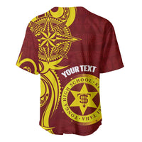 Personalised Tonga High School Baseball Jersey THS Tongan Ngatu Pattern - Polynesian Pride