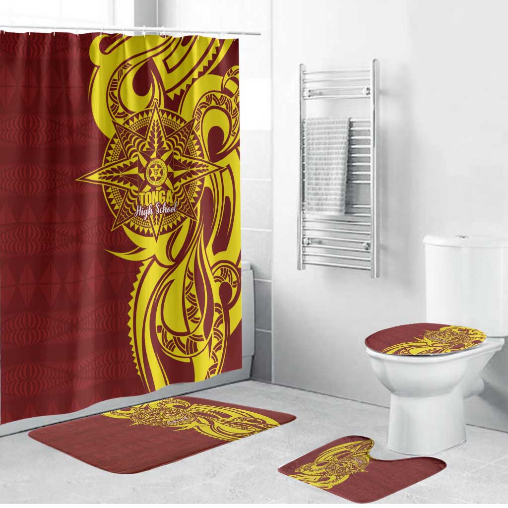 Personalised Tonga High School Bathroom Set THS Tongan Ngatu Pattern - Polynesian Pride