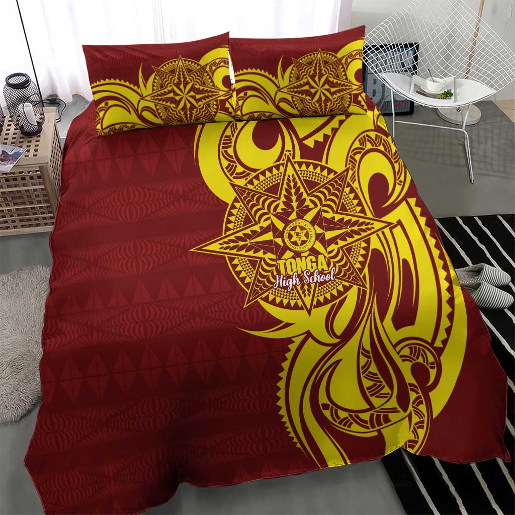 Personalised Tonga High School Bedding Set THS Tongan Ngatu Pattern - Polynesian Pride