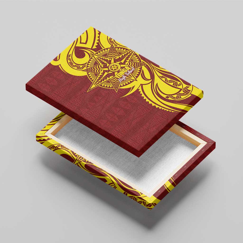 Personalised Tonga High School Canvas Wall Art THS Tongan Ngatu Pattern - Polynesian Pride