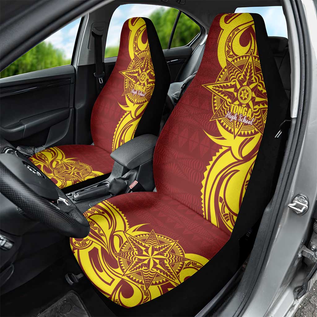Personalised Tonga High School Car Seat Cover THS Tongan Ngatu Pattern - Polynesian Pride