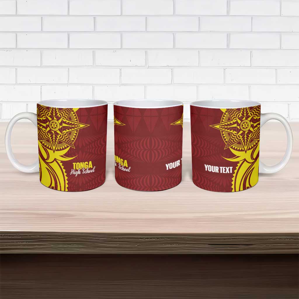 Personalised Tonga High School Ceramic Mug THS Tongan Ngatu Pattern - Polynesian Pride