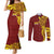 Personalised Tonga High School Couples Matching Mermaid Dress and Long Sleeve Button Shirt THS Tongan Ngatu Pattern - Polynesian Pride