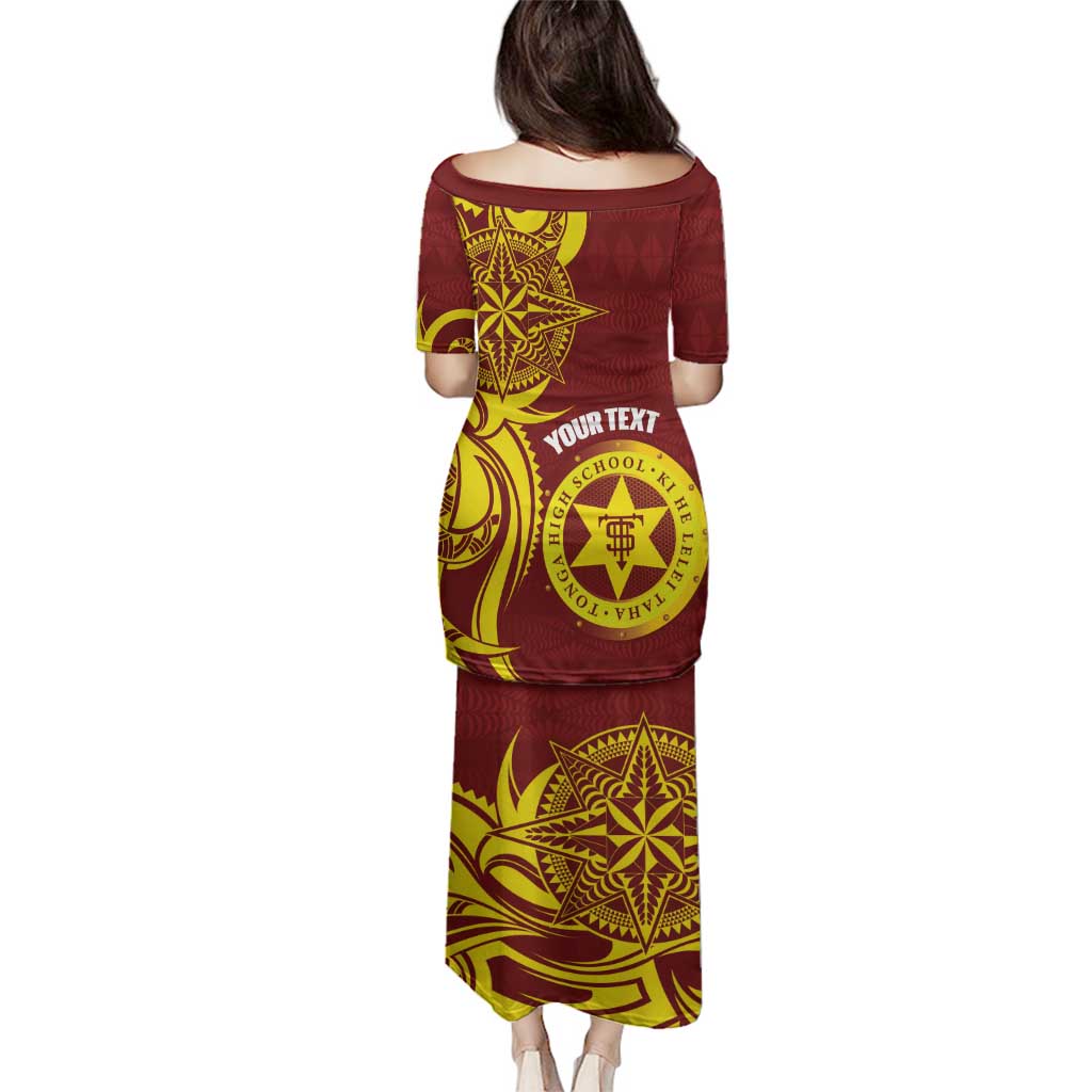 Personalised Tonga High School Family Matching Puletasi and Hawaiian Shirt THS Tongan Ngatu Pattern - Polynesian Pride