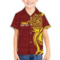 Personalised Tonga High School Family Matching Puletasi and Hawaiian Shirt THS Tongan Ngatu Pattern - Polynesian Pride