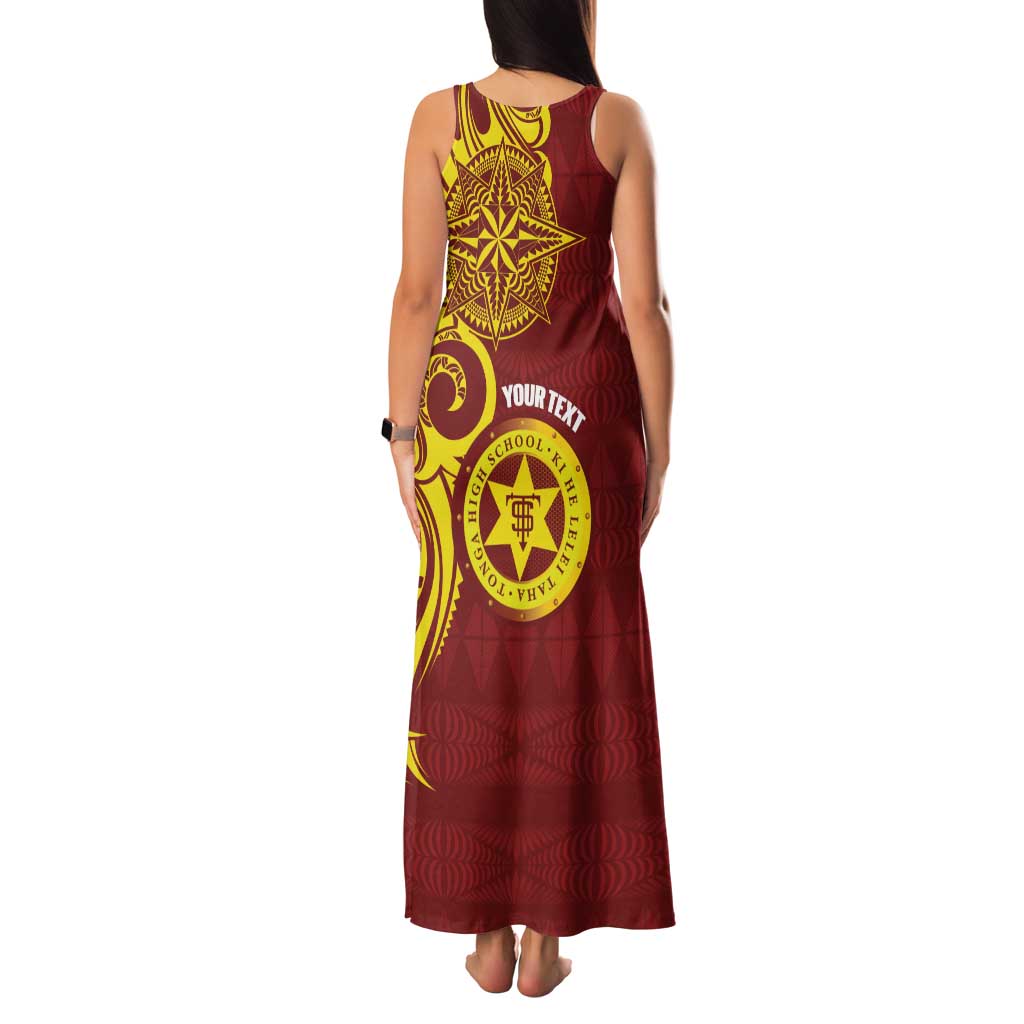 Personalised Tonga High School Family Matching Tank Maxi Dress and Hawaiian Shirt THS Tongan Ngatu Pattern - Polynesian Pride