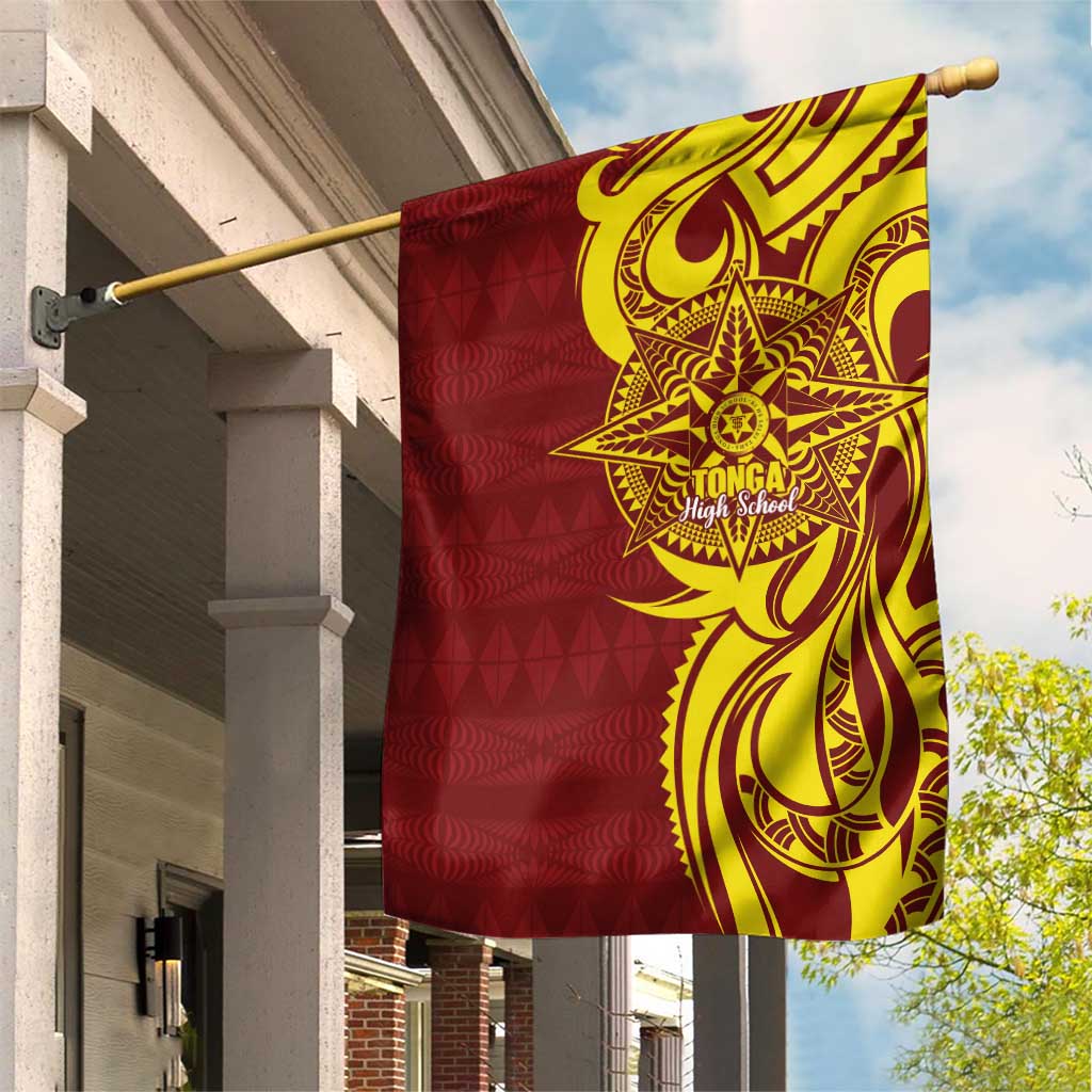 Personalised Tonga High School Garden Flag THS Tongan Ngatu Pattern - Polynesian Pride