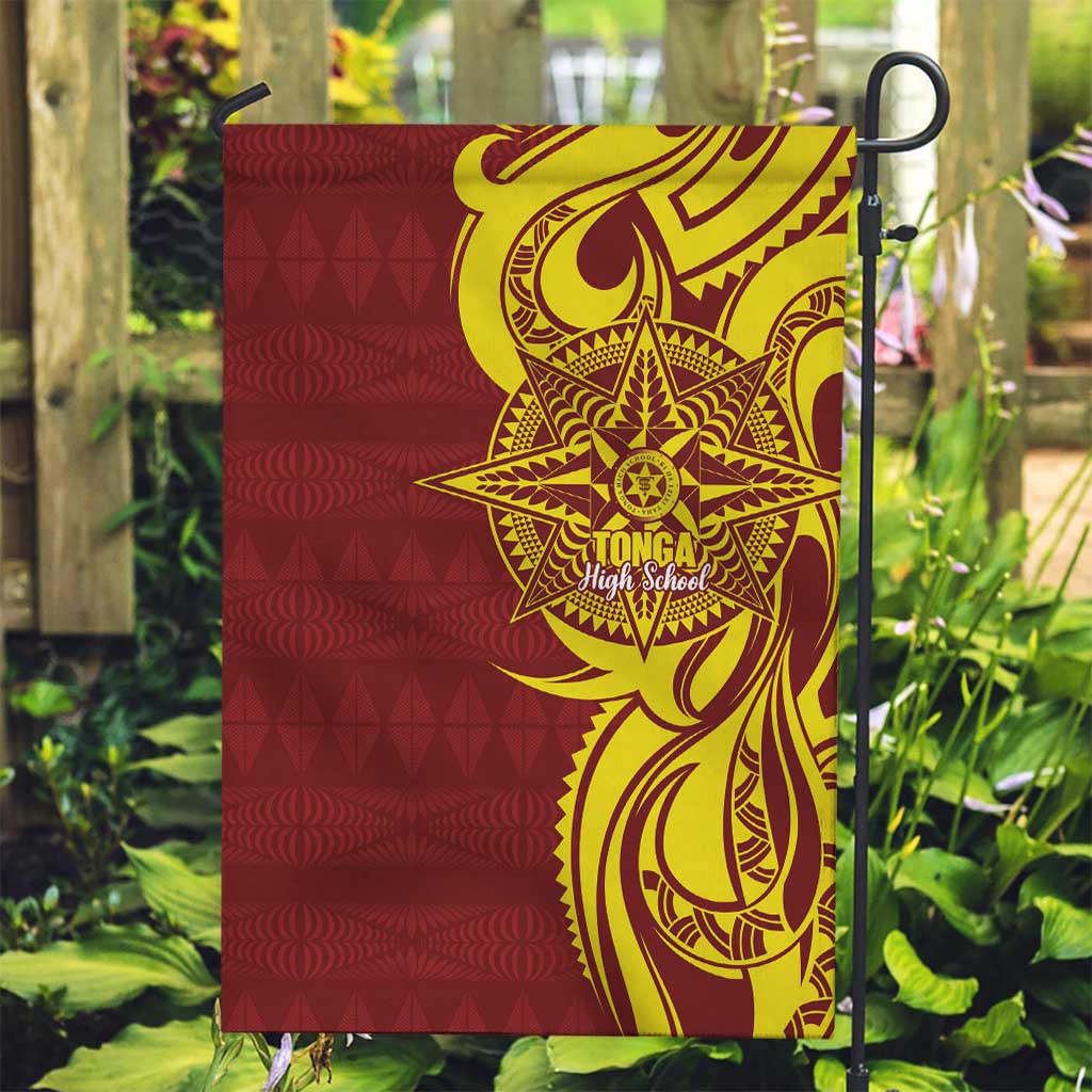 Personalised Tonga High School Garden Flag THS Tongan Ngatu Pattern - Polynesian Pride