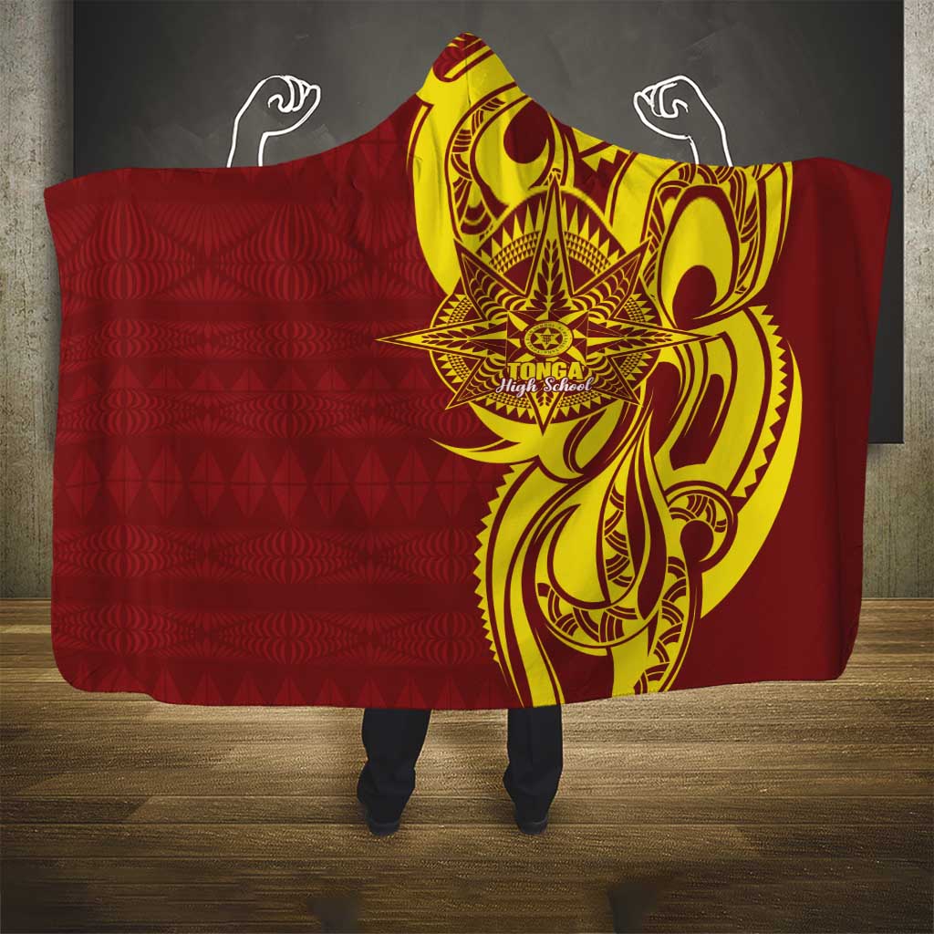Personalised Tonga High School Hooded Blanket THS Tongan Ngatu Pattern - Polynesian Pride
