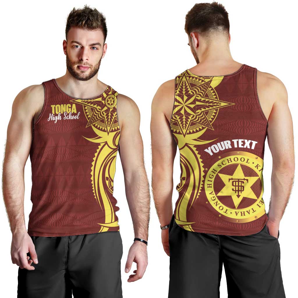 Personalised Tonga High School Men Tank Top THS Tongan Ngatu Pattern - Polynesian Pride