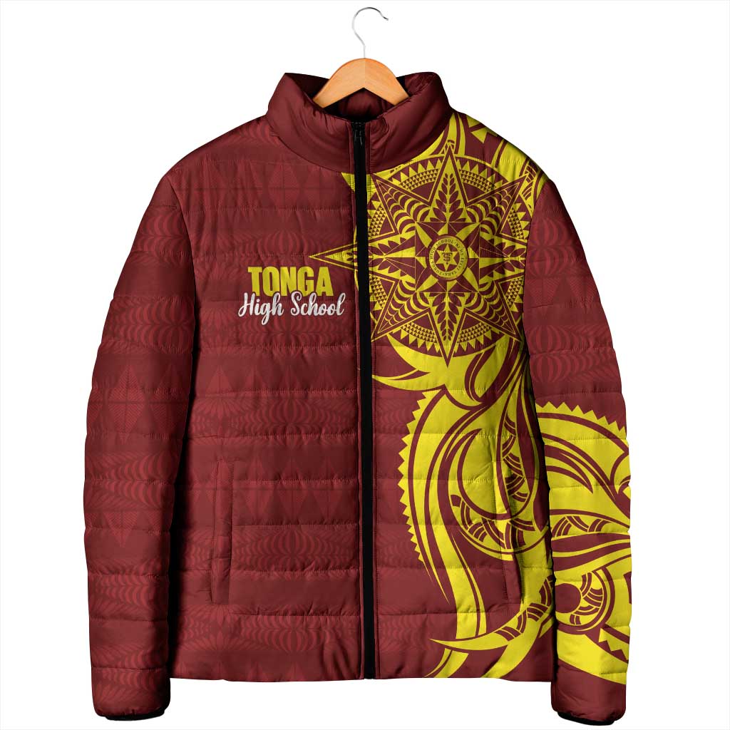 Personalised Tonga High School Padded Jacket THS Tongan Ngatu Pattern - Polynesian Pride