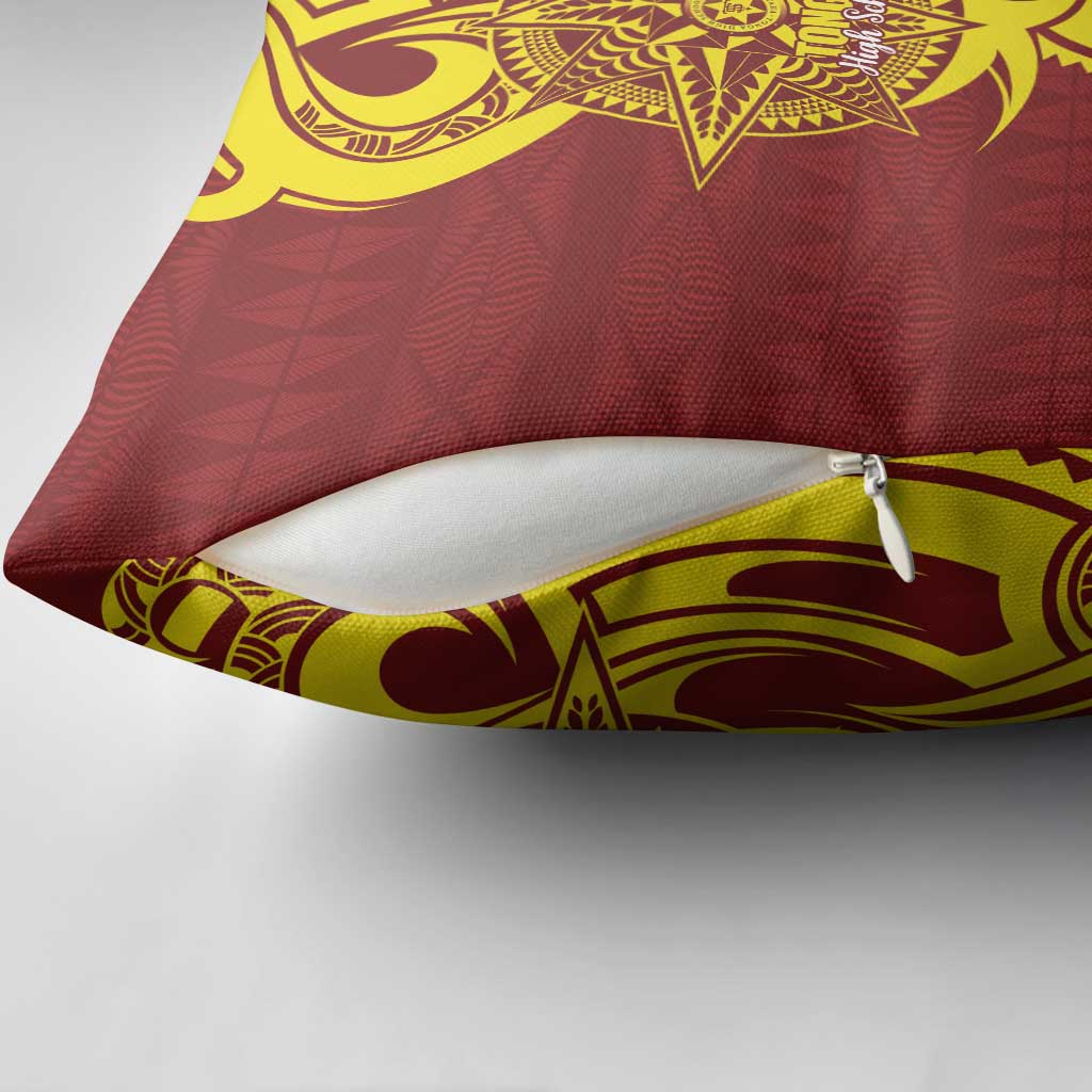 Personalised Tonga High School Pillow Cover THS Tongan Ngatu Pattern - Polynesian Pride
