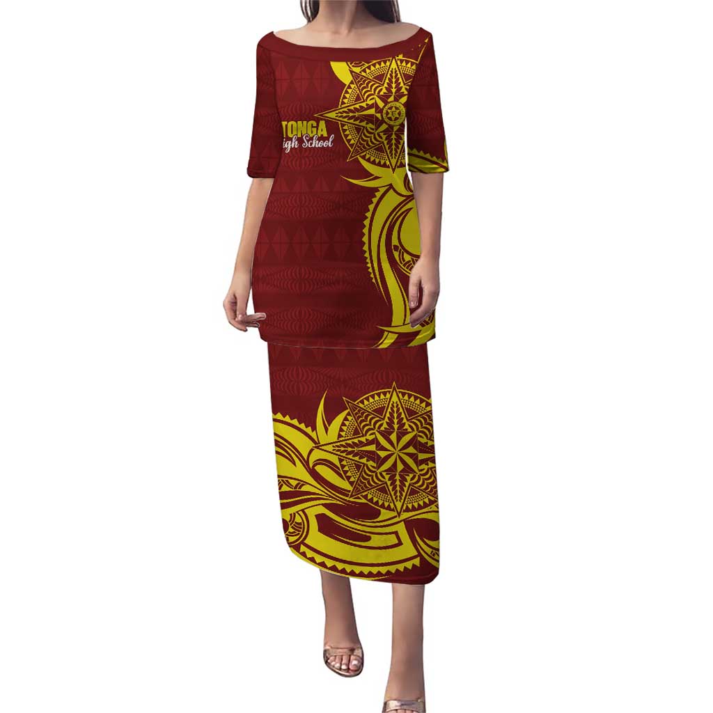 Personalised Tonga High School Puletasi THS Tongan Ngatu Pattern - Polynesian Pride