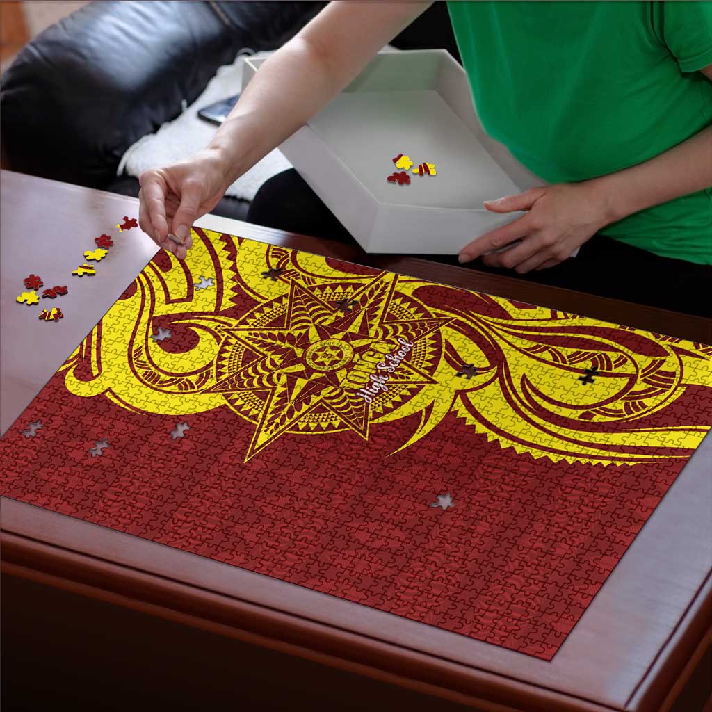 Personalised Tonga High School Puzzle THS Tongan Ngatu Pattern - Polynesian Pride