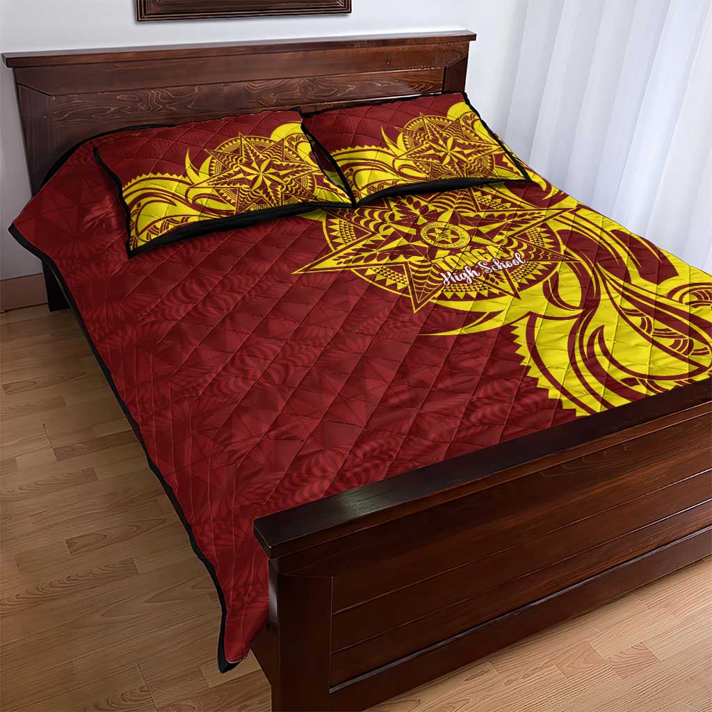 Personalised Tonga High School Quilt Bed Set THS Tongan Ngatu Pattern - Polynesian Pride