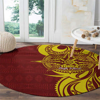 Personalised Tonga High School Round Carpet THS Tongan Ngatu Pattern - Polynesian Pride