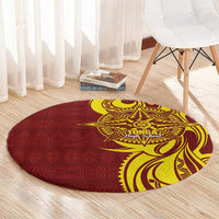 Personalised Tonga High School Round Carpet THS Tongan Ngatu Pattern - Polynesian Pride