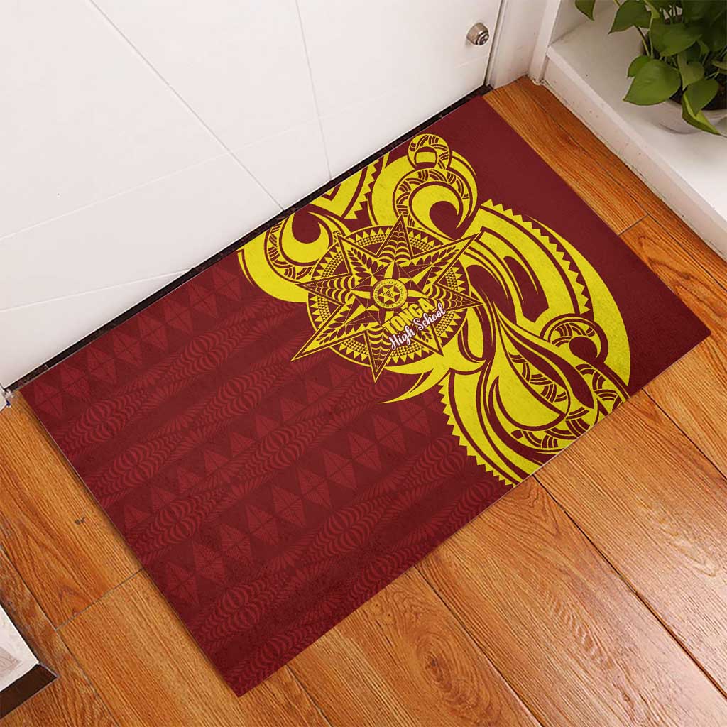 Personalised Tonga High School Rubber Doormat THS Tongan Ngatu Pattern - Polynesian Pride