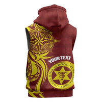 Personalised Tonga High School Sleeveless Zip Hoodie THS Tongan Ngatu Pattern - Polynesian Pride