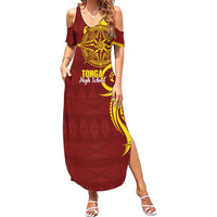Personalised Tonga High School Summer Maxi Dress THS Tongan Ngatu Pattern - Polynesian Pride