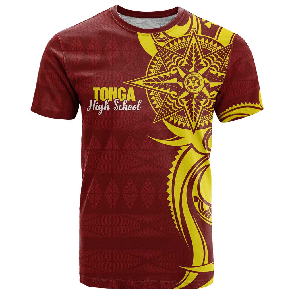 Personalised Tonga High School T Shirt THS Tongan Ngatu Pattern - Polynesian Pride