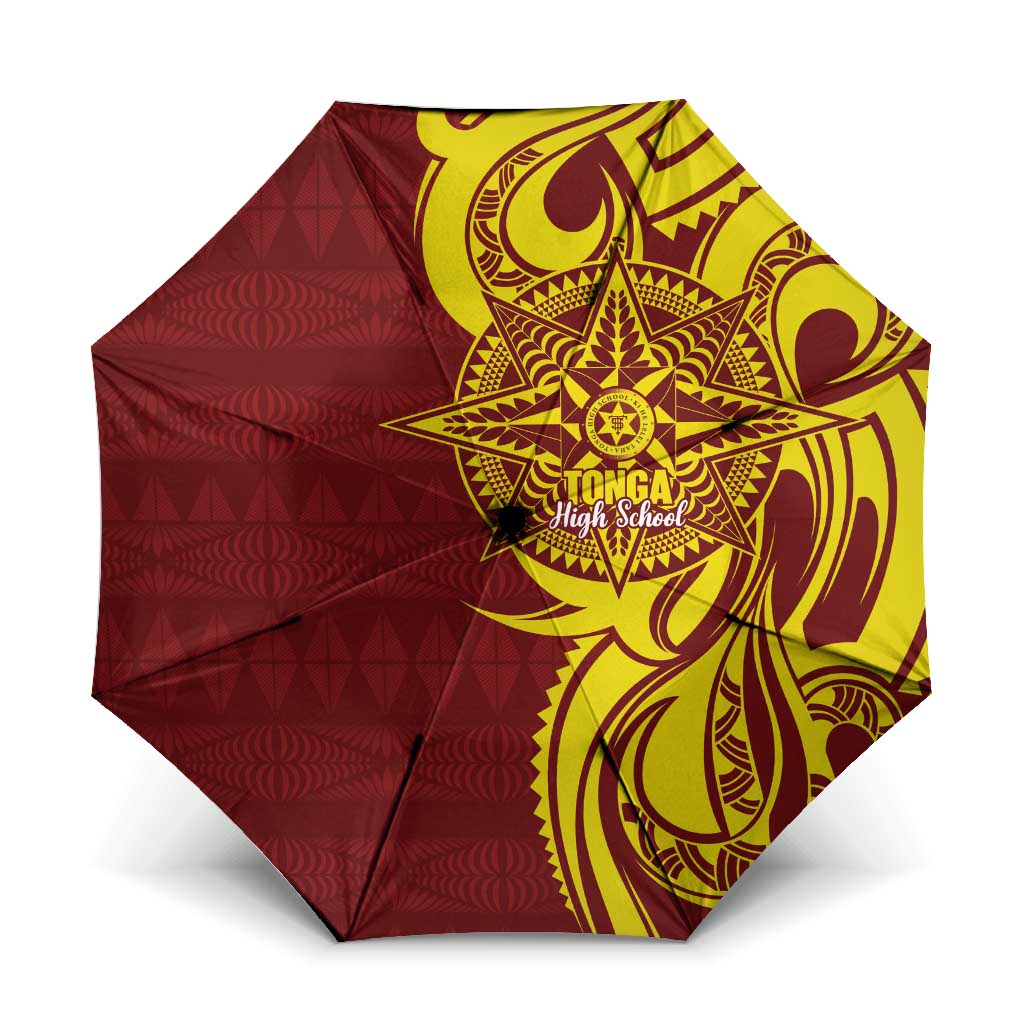 Personalised Tonga High School Umbrella THS Tongan Ngatu Pattern - Polynesian Pride