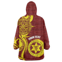 Personalised Tonga High School Wearable Blanket Hoodie THS Tongan Ngatu Pattern - Polynesian Pride