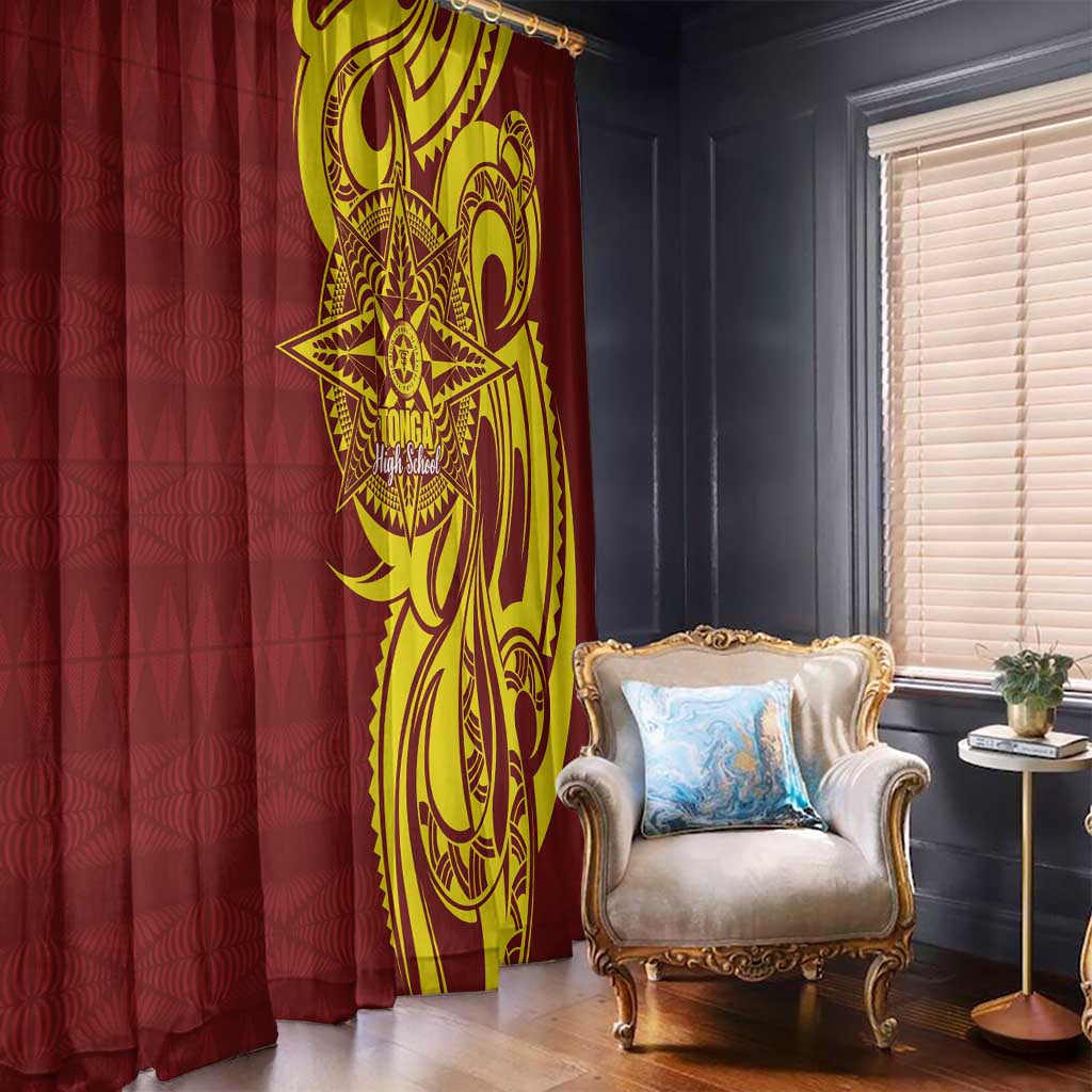 Personalised Tonga High School Window Curtain THS Tongan Ngatu Pattern - Polynesian Pride