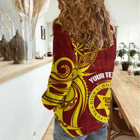 Personalised Tonga High School Women Casual Shirt THS Tongan Ngatu Pattern - Polynesian Pride