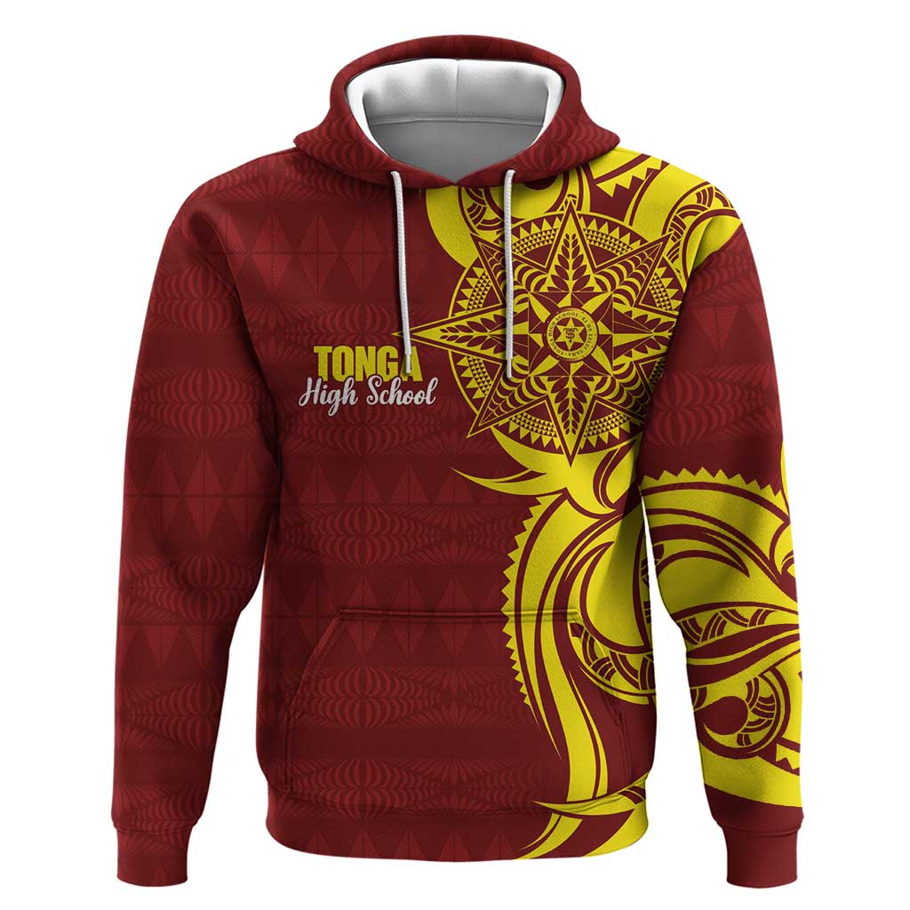 Personalised Tonga High School Zip Hoodie THS Tongan Ngatu Pattern - Polynesian Pride