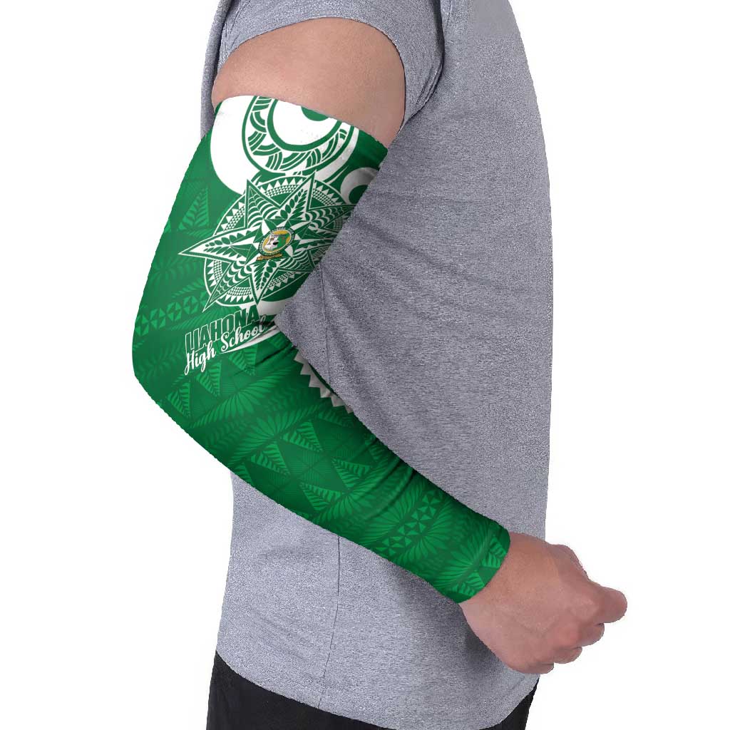 Personalised Liahona - Saineha High School Arm Sleeves Tongan Ngatu Pattern - Polynesian Pride