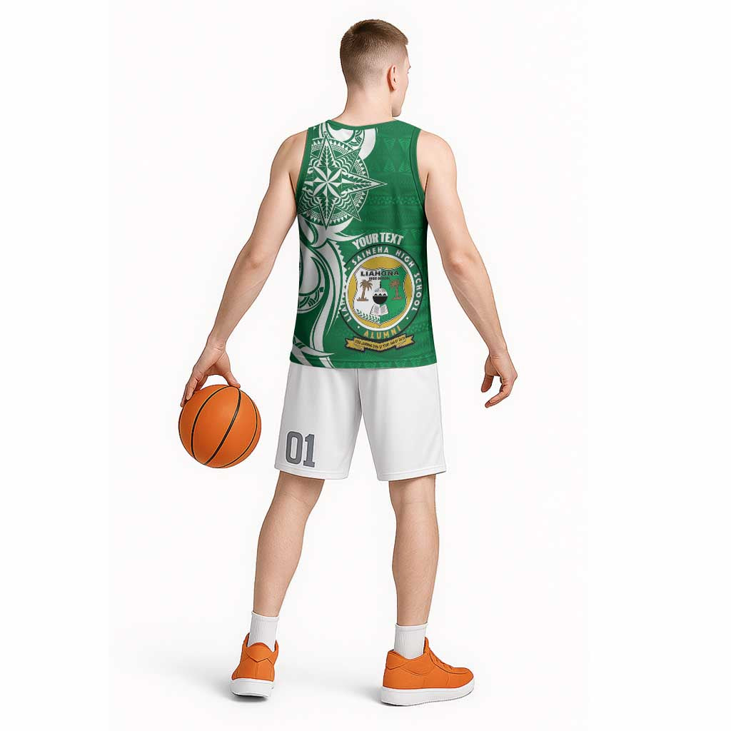 Personalised Liahona - Saineha High School Basketball Jersey Tongan Ngatu Pattern - Polynesian Pride