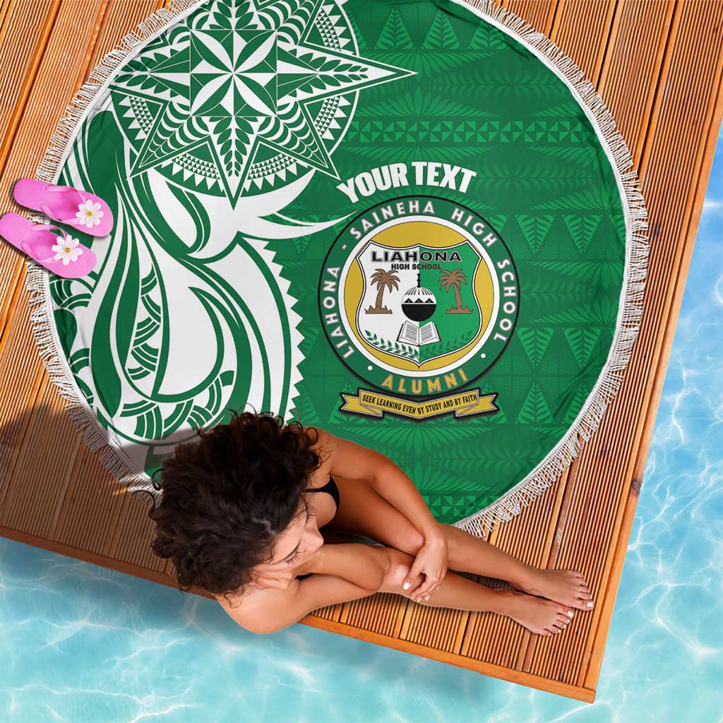 Personalised Liahona - Saineha High School Beach Blanket Tongan Ngatu Pattern - Polynesian Pride