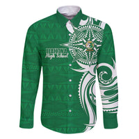 Personalised Liahona - Saineha High School Family Matching Off The Shoulder Long Sleeve Dress and Hawaiian Shirt Tongan Ngatu Pattern - Polynesian Pride