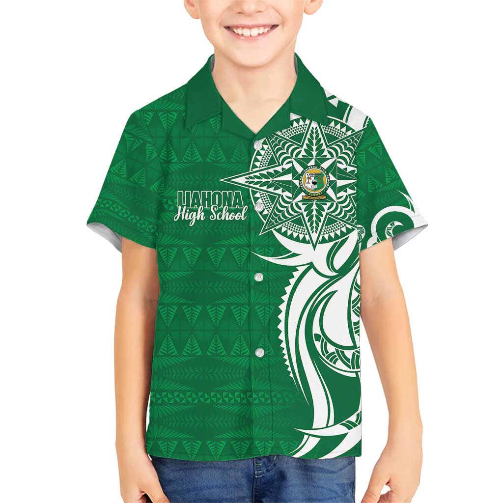 Personalised Liahona - Saineha High School Family Matching Off Shoulder Maxi Dress and Hawaiian Shirt Tongan Ngatu Pattern - Polynesian Pride