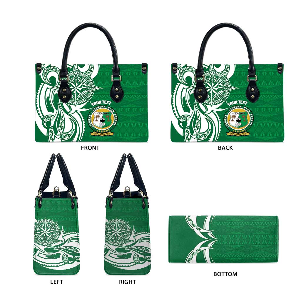 Personalised Liahona - Saineha High School Leather Bag Tongan Ngatu Pattern - Polynesian Pride