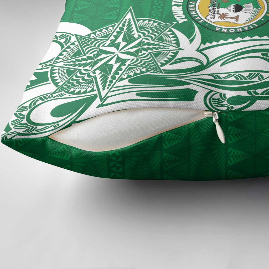 Personalised Liahona - Saineha High School Pillow Cover Tongan Ngatu Pattern - Polynesian Pride