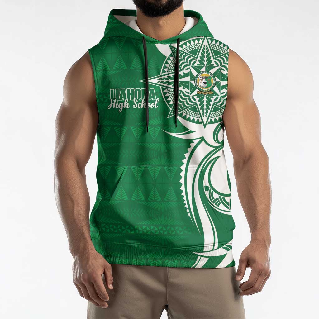 Personalised Liahona - Saineha High School Sleeveless Hoodie Tongan Ngatu Pattern - Polynesian Pride