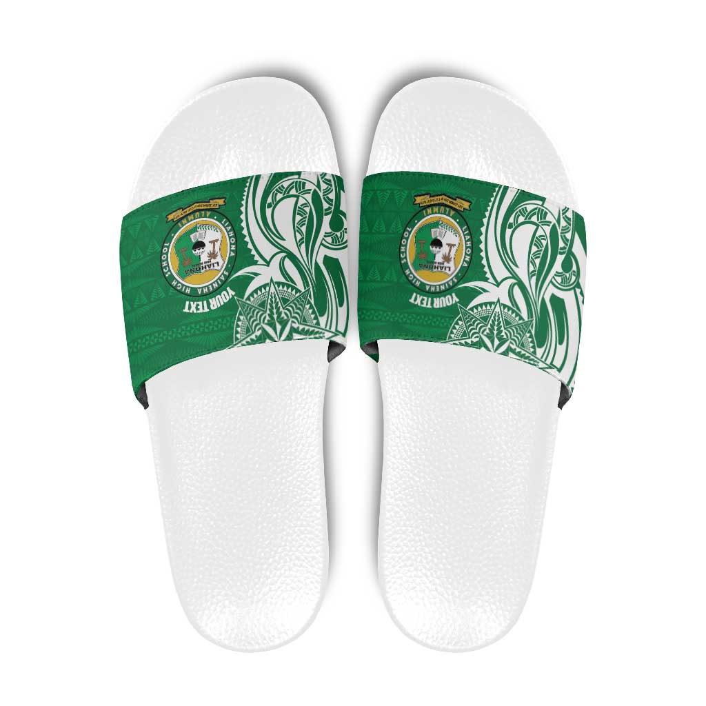 Personalised Liahona - Saineha High School Slide Sandals Tongan Ngatu Pattern - Polynesian Pride