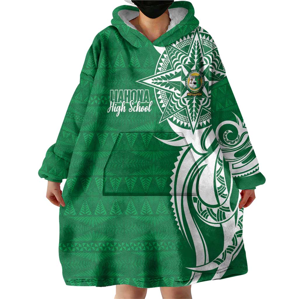 Personalised Liahona - Saineha High School Wearable Blanket Hoodie Tongan Ngatu Pattern - Polynesian Pride