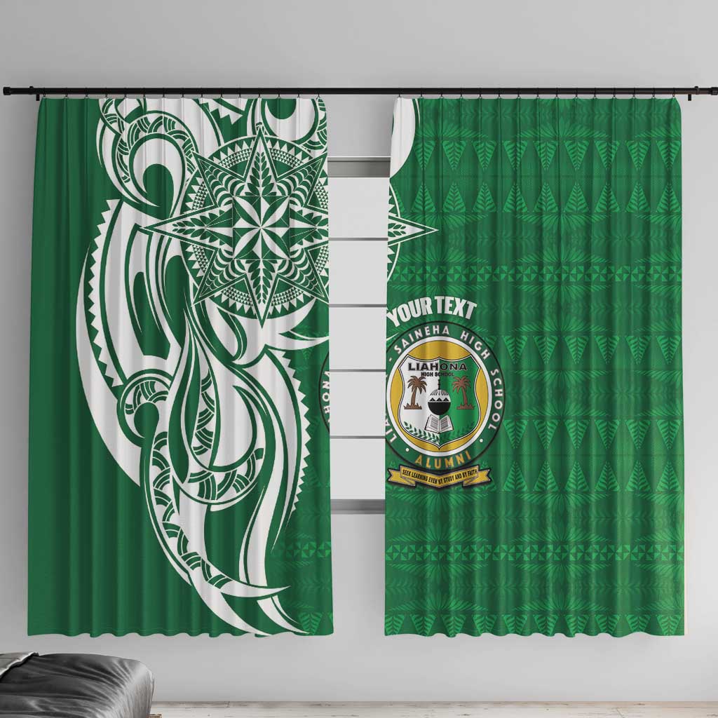 Personalised Liahona - Saineha High School Window Curtain Tongan Ngatu Pattern - Polynesian Pride