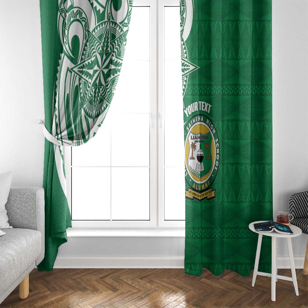 Personalised Liahona - Saineha High School Window Curtain Tongan Ngatu Pattern - Polynesian Pride