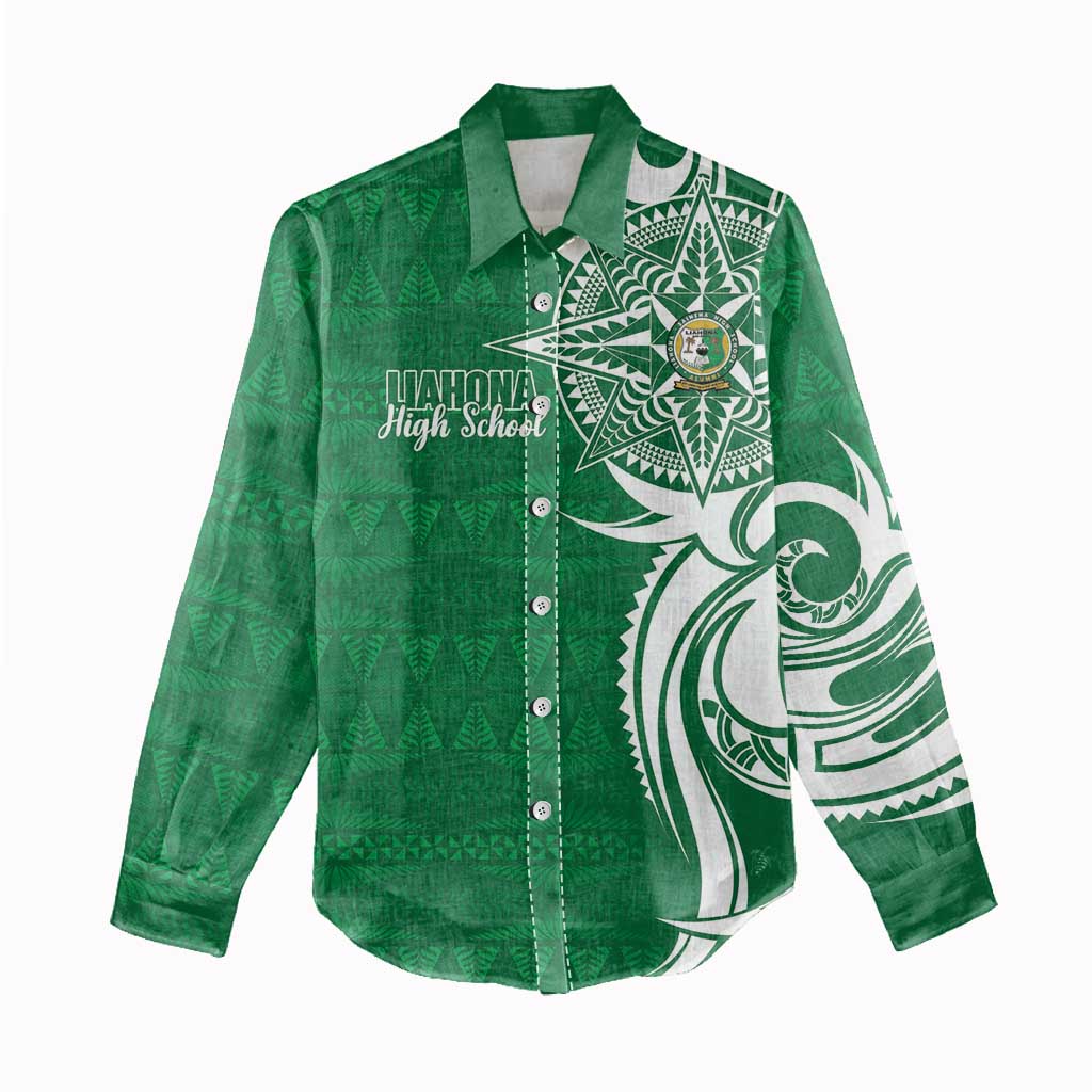 Personalised Liahona - Saineha High School Women Casual Shirt Tongan Ngatu Pattern - Polynesian Pride