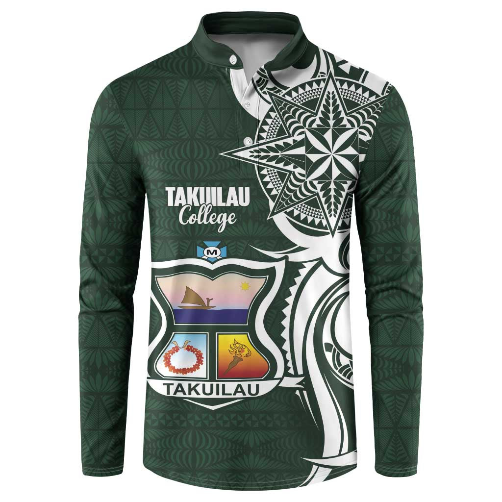 Personalised Tonga Takuilau College Button Sweatshirt Est 1975 Tongan Ngatu Pattern - Polynesian Pride