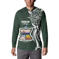 Personalised Tonga Takuilau College Button Sweatshirt Est 1975 Tongan Ngatu Pattern - Polynesian Pride