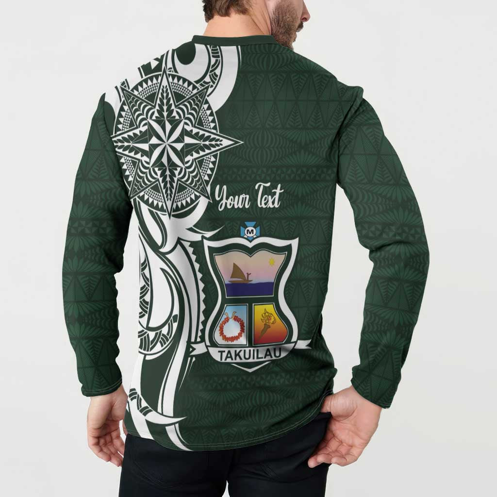 Personalised Tonga Takuilau College Button Sweatshirt Est 1975 Tongan Ngatu Pattern - Polynesian Pride
