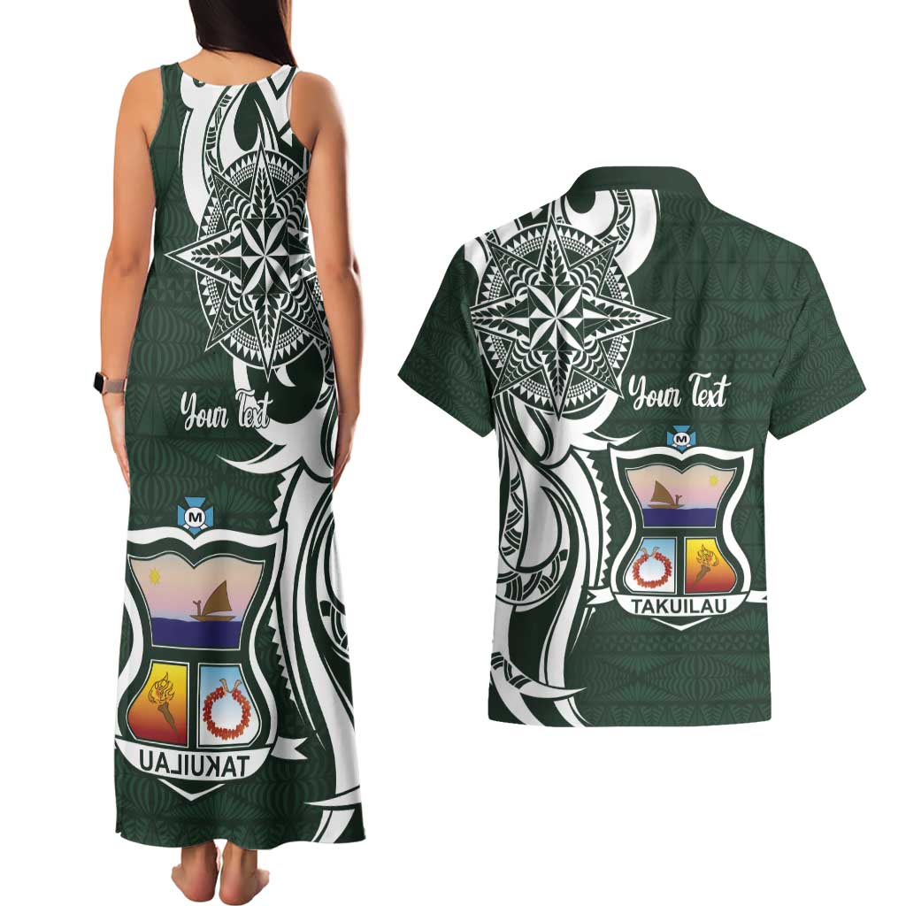 Personalised Tonga Takuilau College Couples Matching Tank Maxi Dress and Hawaiian Shirt Est 1975 Tongan Ngatu Pattern - Polynesian Pride