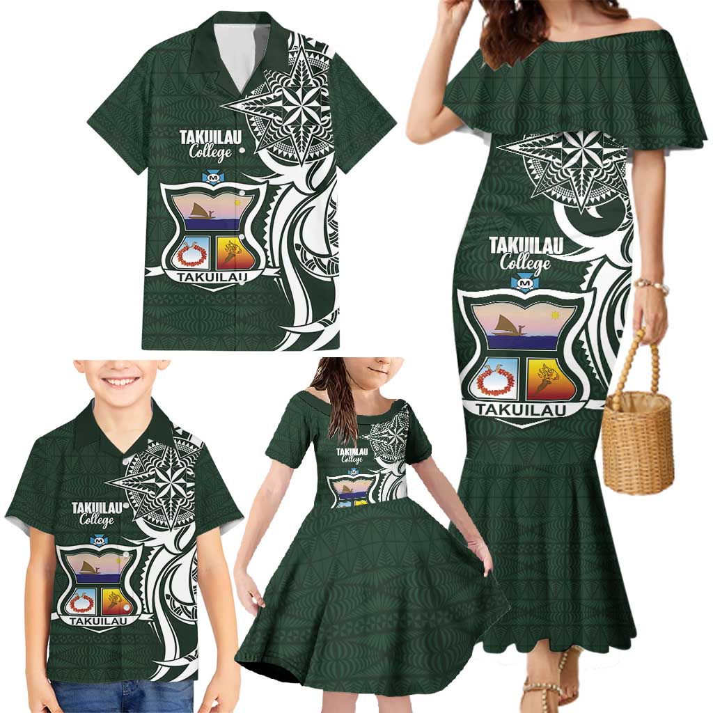 Personalised Tonga Takuilau College Family Matching Mermaid Dress and Hawaiian Shirt Est 1975 Tongan Ngatu Pattern - Polynesian Pride