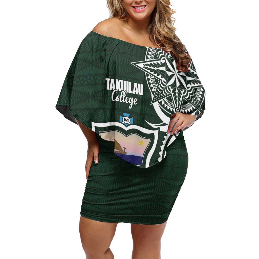Personalised Tonga Takuilau College Family Matching Off Shoulder Short Dress and Hawaiian Shirt Est 1975 Tongan Ngatu Pattern - Polynesian Pride