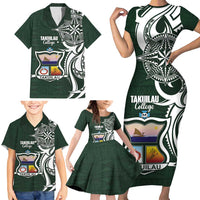 Personalised Tonga Takuilau College Family Matching Short Sleeve Bodycon Dress and Hawaiian Shirt Est 1975 Tongan Ngatu Pattern - Polynesian Pride